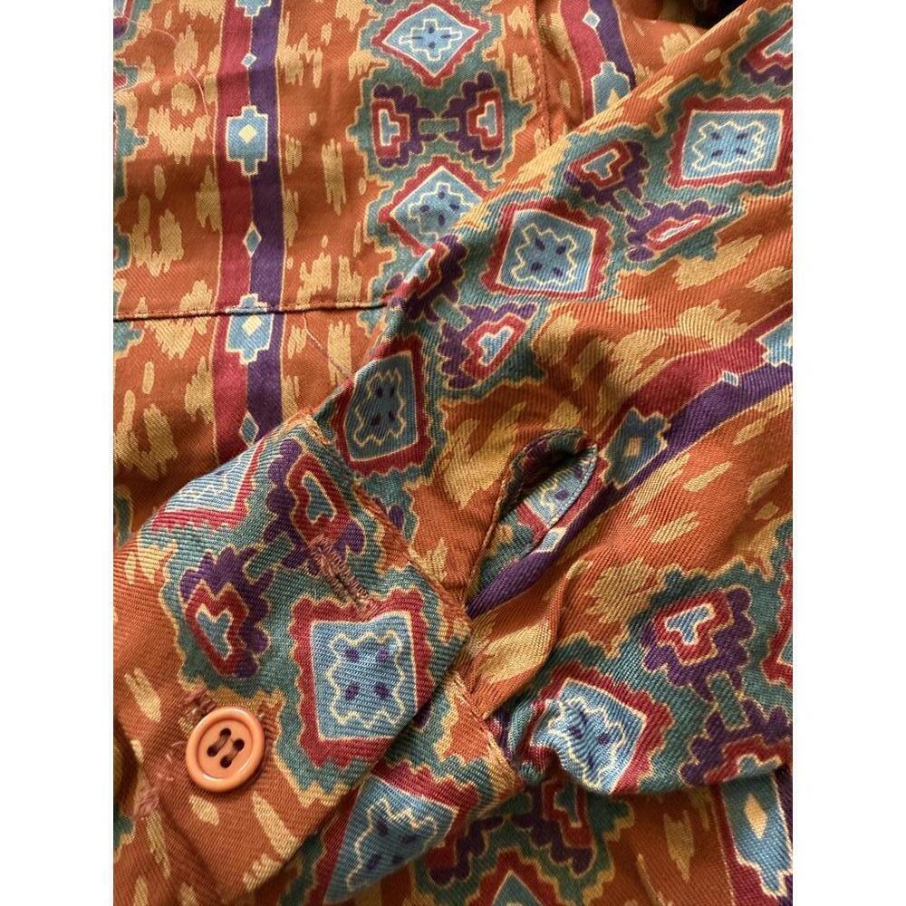 Carol Andersson Attitude Rayon Southwestern Print Button Up Blouse Size 5-6 - Picture 5 of 5
